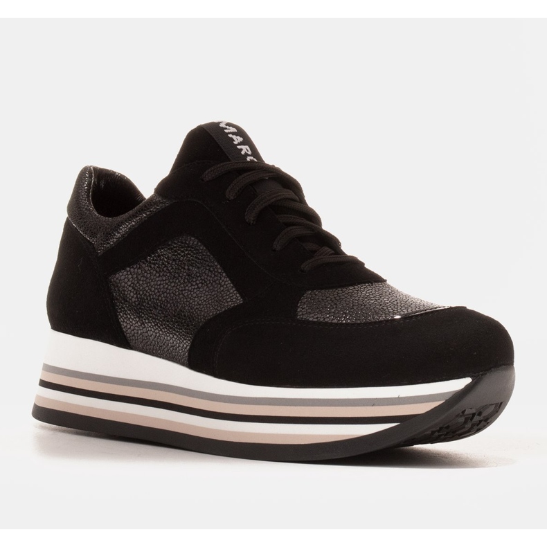 Marco Shoes Lagane tenisice na debelom potplatu od prirodne kože crna 1