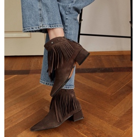 Marco Shoes Originalne čizme od antilopa s ukrasnim resama smeđa 1