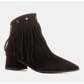 Marco Shoes Originalne čizme od antilopa s ukrasnim resama crna 1