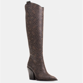 Marco Shoes Ženske visoke čizme, kaubojske čizme od prave kože smeđa 1