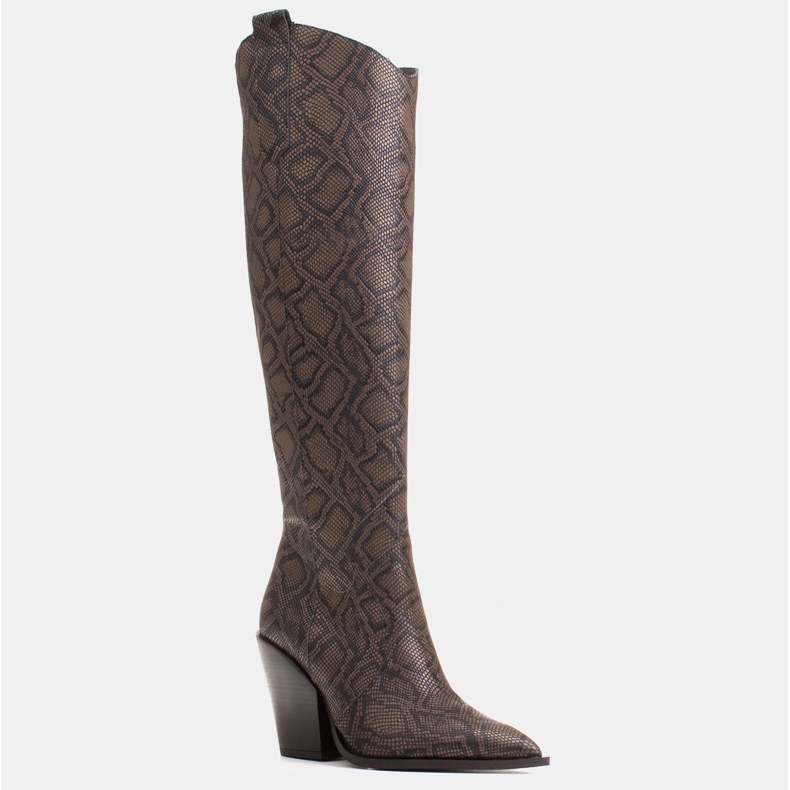 Marco Shoes Ženske visoke čizme, kaubojske čizme od prave kože smeđa 1