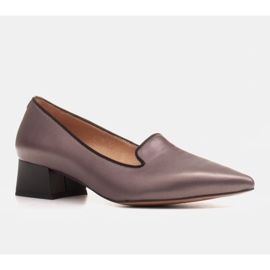 Marco Shoes Ženske pumpe sa zanimljivom kožom na niskoj peti smeđa 1