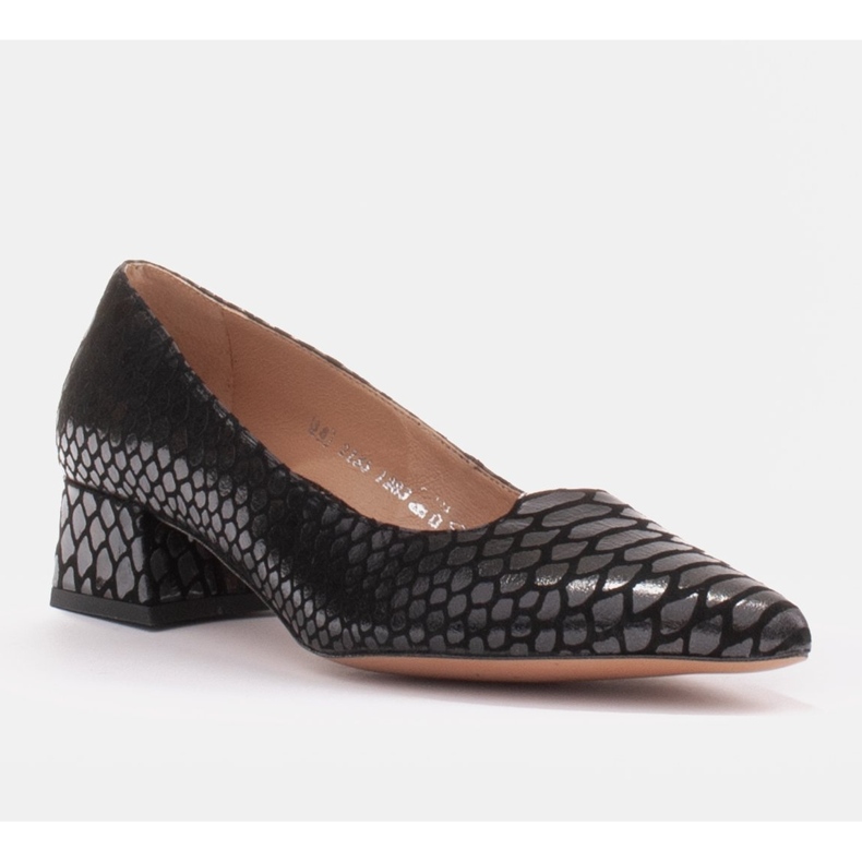 Marco Shoes Ženske pumpe sa zanimljivom kožom na niskoj peti crna 1