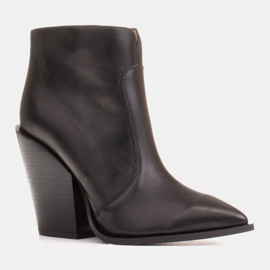 Marco Shoes Ženske kaubojske čizme od prirodne kože crno 1