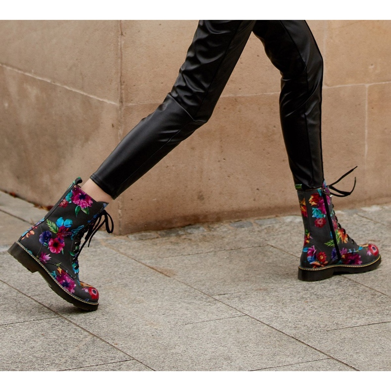 Marco Shoes Čizme do gležnja, čizme od kože od nubuka s cvjetnim printom siva 2