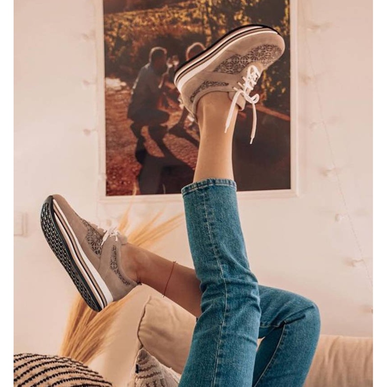 Marco Shoes Tenisice na debelom potplatu s prozračnom mrežicom bež 1