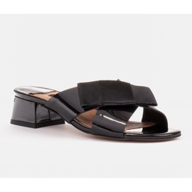 Marco Shoes Elegantne ženske papuče s vrpcom crno 1