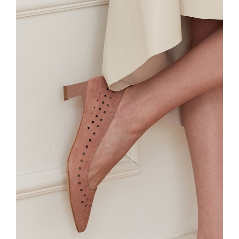 Marco Shoes Ženske pumpe sa zanimljivom perforacijom ružičasta 1