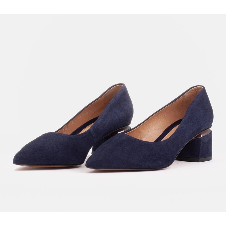 Marco Shoes Pumpe od prirodnog antilopa sa srebrnim detaljem u peti plava 2