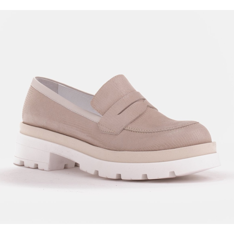 Marco Shoes Cipele od antilopa s uzorkom na debelom potplatu bež 1