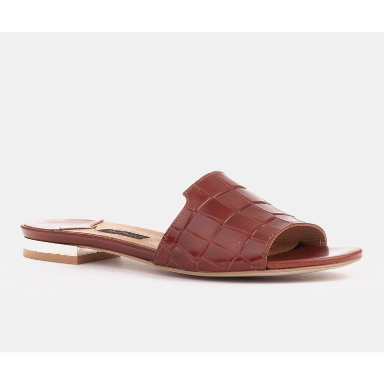 Marco Shoes Elegantne ženske papuče od smeđe kože smeđa 1