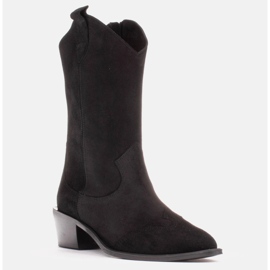 Marco Shoes Crne kaubojske čizme od prirodnog antilopa crna 1