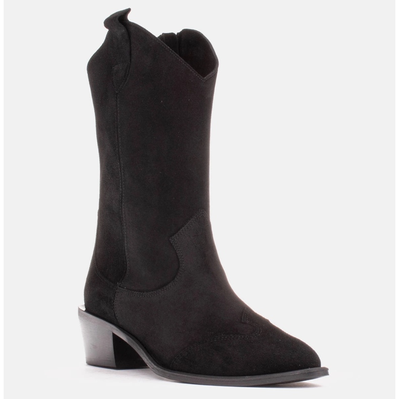 Marco Shoes Crne kaubojske čizme od prirodnog antilopa crno 1