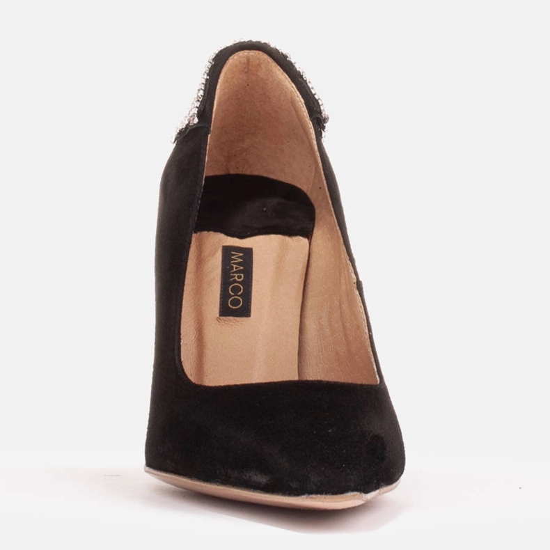 Marco Shoes Štikle od antilopa s kristalima crna 2