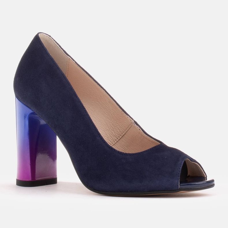 Marco Shoes 1100P tamnoplave pumpice s višebojnom petom tamnoplava 1