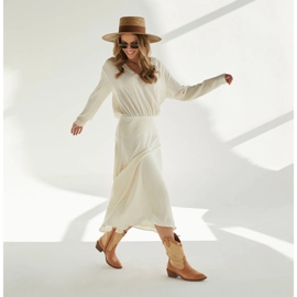 Marco Shoes Kaubojske čizme u kombinaciji kože i lanene tkanine 2186B + J-003-1266-4 bež 2