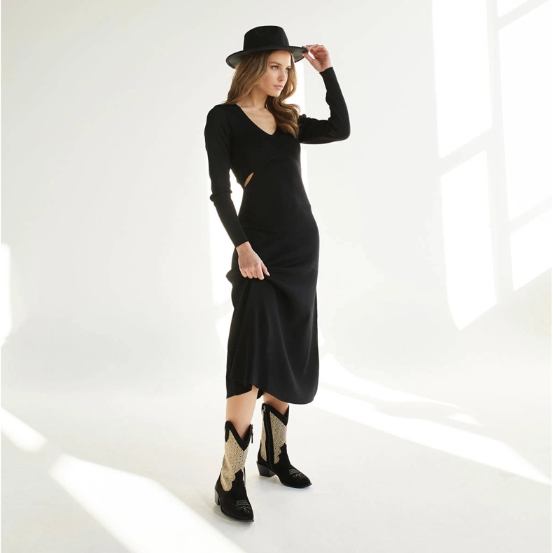 Marco Shoes Kaubojske čizme u kombinaciji s antilopom i tkaninom crno 1