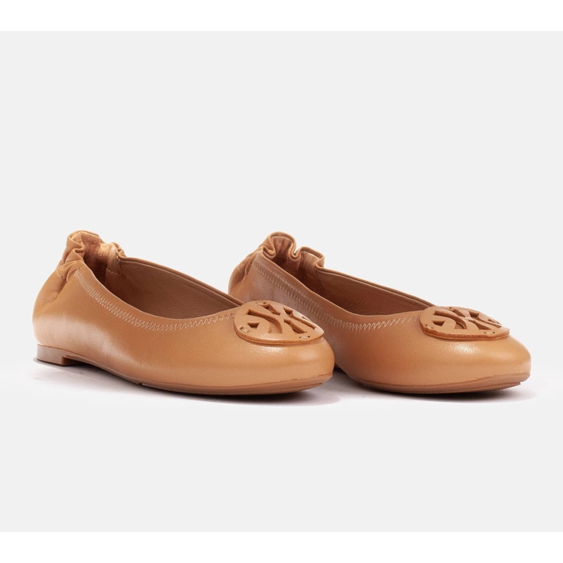 Marco Shoes Balerinke s ravnim kožnim ukrasom smeđa 1