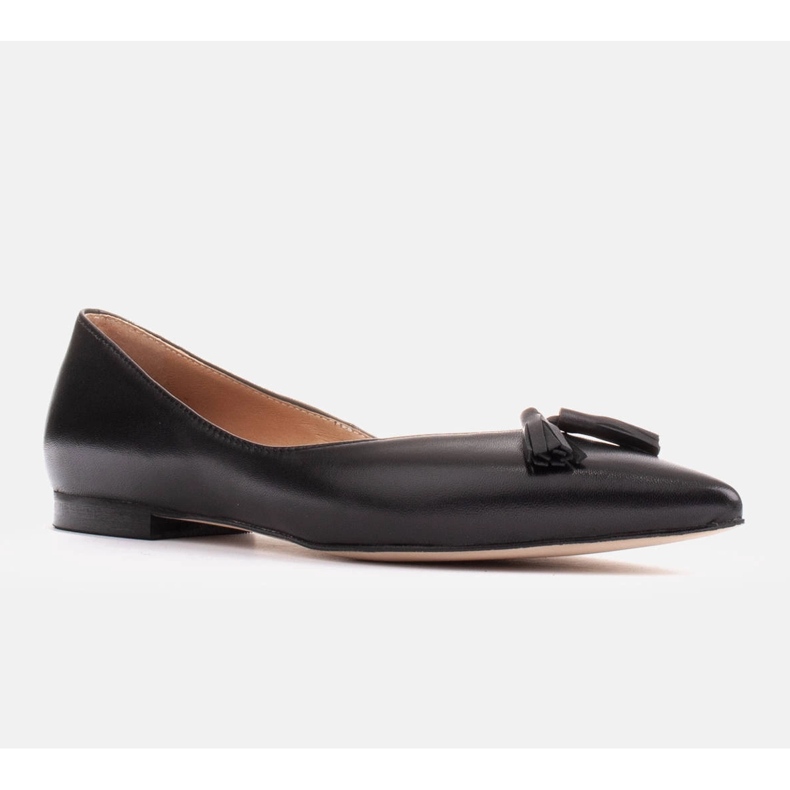 Marco Shoes Kožne balerinke s ukrasnim resama crna 1