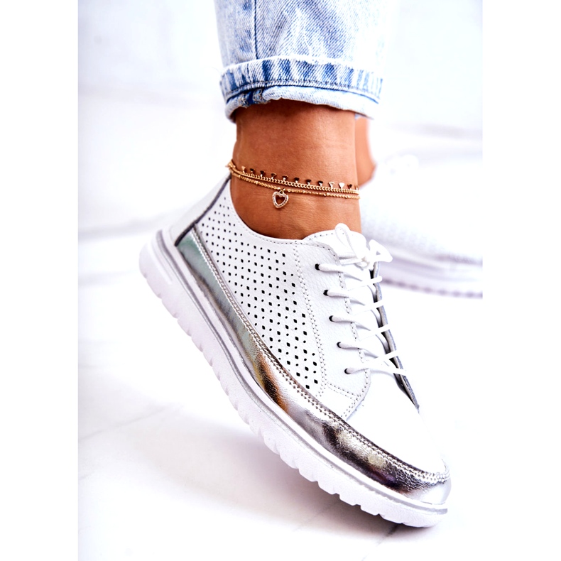 Vinceza Ženske ažurne cipele na platformi bijele Deloren bijela 2