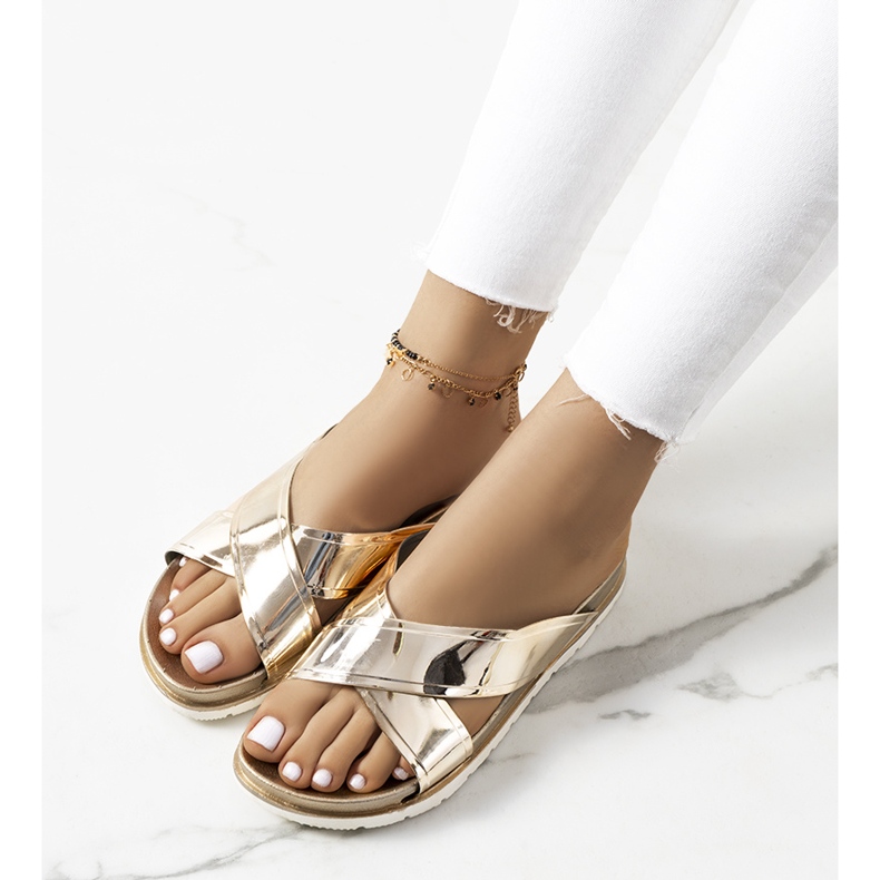 Zlatne ženske papuče Nicolay zlatni 1