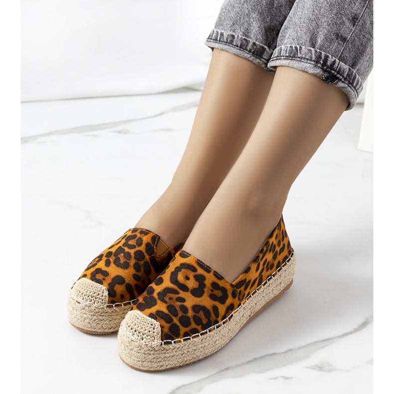 Smeđe espadrile na platformi Feiken smeđa crno žuta boja 1