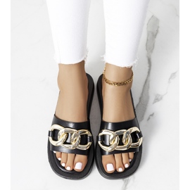 Crne papuče s Bragg lancem crno 1