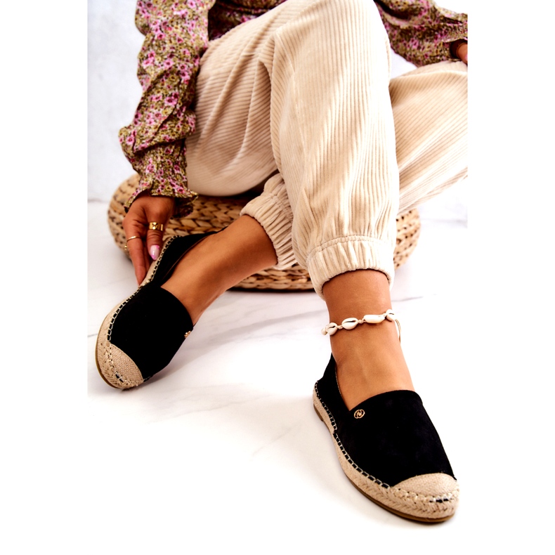 PE1 Ženske espadrile od antilopa, crne Joaquin crna 3