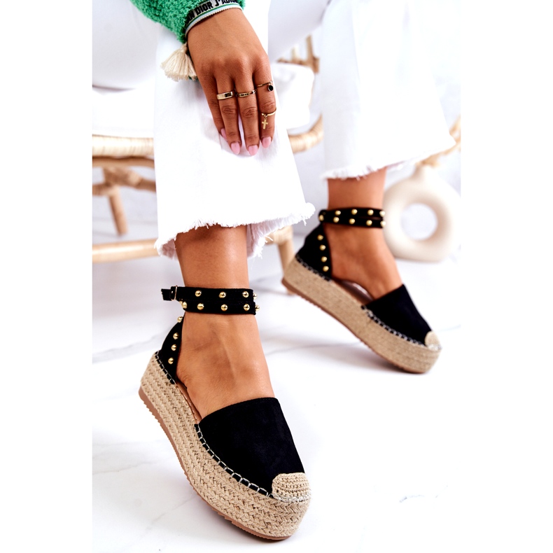 FB2 Crne Lillian Espadrilles sandale s mlaznicama crno 4