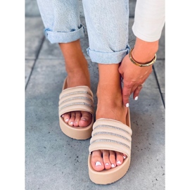 Leah Bež papuče s visokim potplatom 1