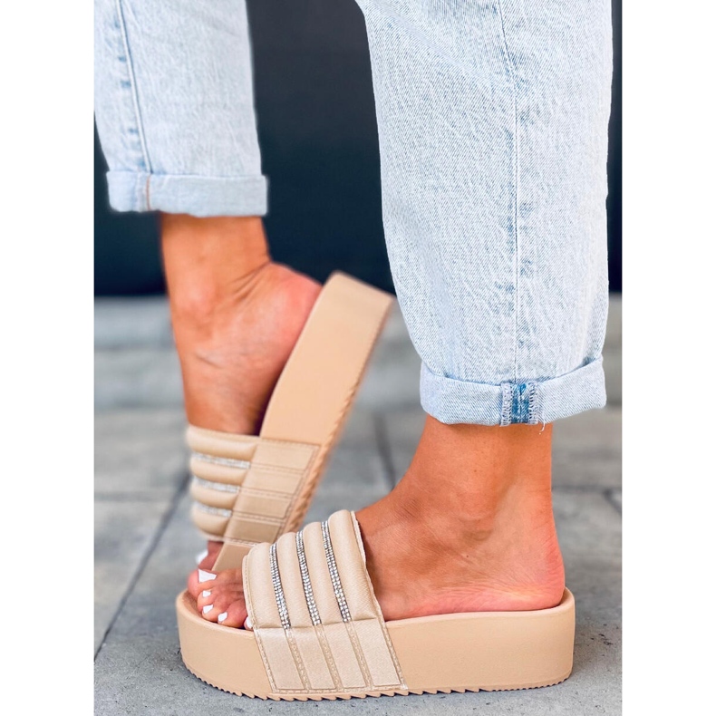 Leah Bež papuče s visokim potplatom 2