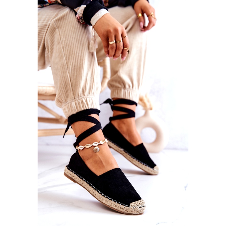 FB1 Ismanne crne antilop espadrile vezane crno 4