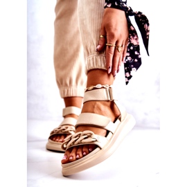 Kožne sandale s lančićem La.Fi Bež Alissia 1