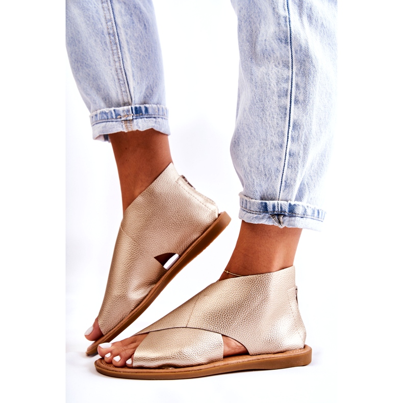 S.Barski Ženske kožne sandale Gold Catalise zlatna 4