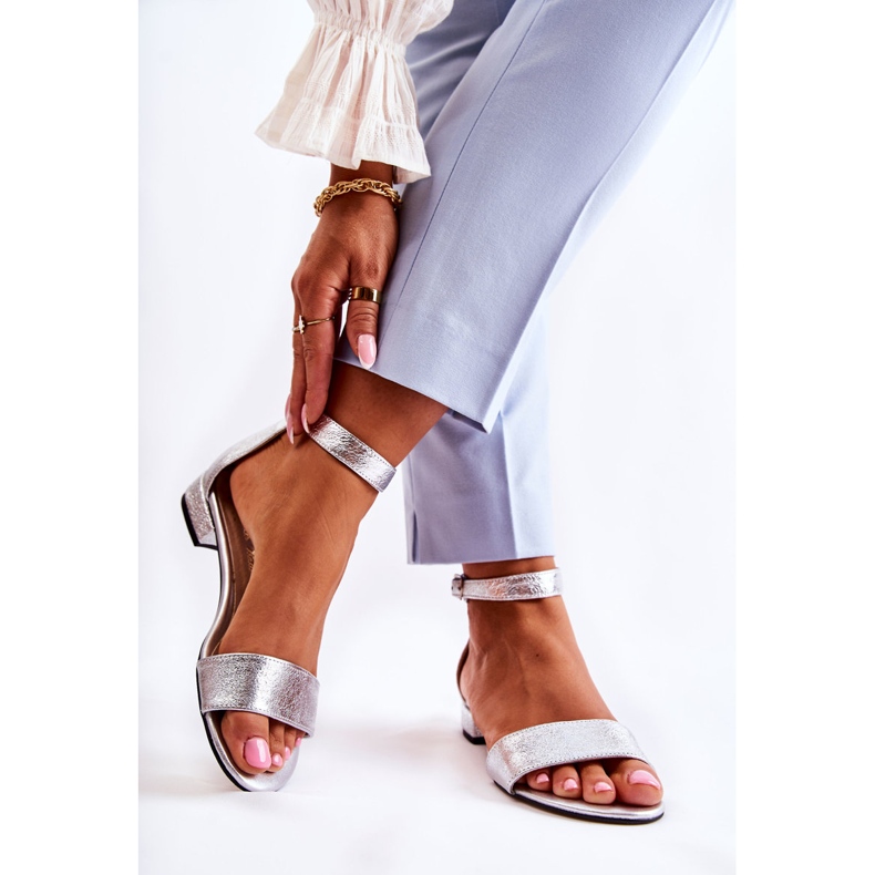 PA2 Ženske srebrne Shanley kožne sandale srebro 2