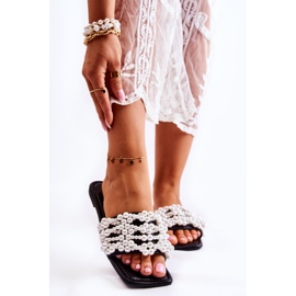 Ženske klasične papuče s biserima crni Calipso crna 1