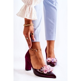 PA2 Moderne kožne cipele s kestenjastim Louna ukrasima crvena 1