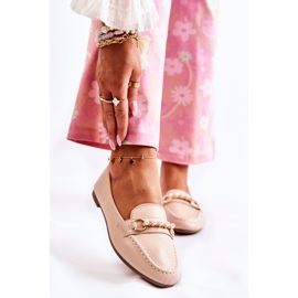 PG1 Ženske mokasine s ukrasnim biserima bež Sergia 1