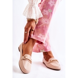 PG1 Ženske mokasine s ukrasnim biserima bež Sergia 2