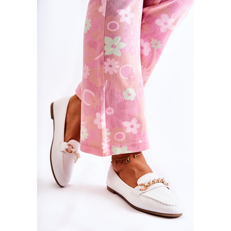 PG1 Ženske mokasinke s ukrasnim perlicama, bijela Sergia 1