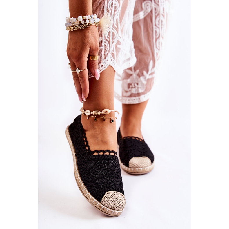 PH1 Ženske crne ažurne natikače espadrile crna 1