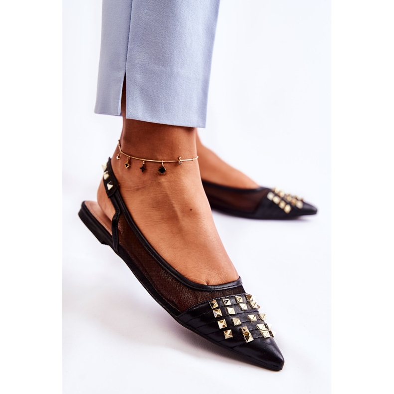 PG1 Ženske balerinke s nitnama crne Kinley crno 2