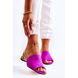 PA2 Ženske papuče od brušene kože na visoku petu Fuchsia Perry ružičasta 1