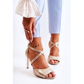 Sergio Leone Moderne sandale na visoku petu Sjajne zlatne Loressa zlatna 1