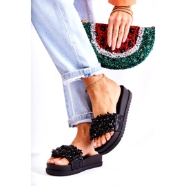 Ženske japanke s platformom i ukrasima, crne crno 2