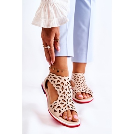 PA2 Kožne lagane otvorene sandale Bež Alima 1