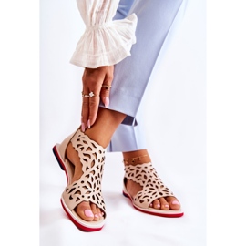 PA2 Kožne lagane otvorene sandale Bež Alima 2