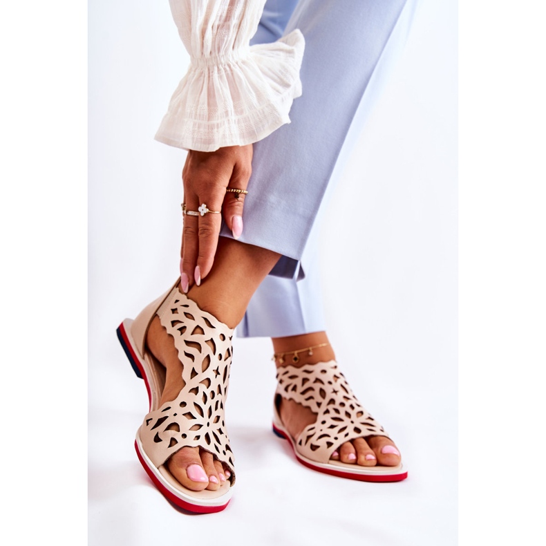 PA2 Kožne lagane otvorene sandale Bež Alima 2