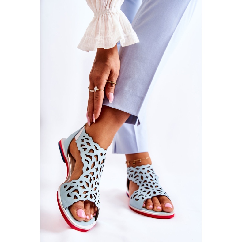 PA2 Kožne lagane otvorene sandale svijetloplave Alime plava 2