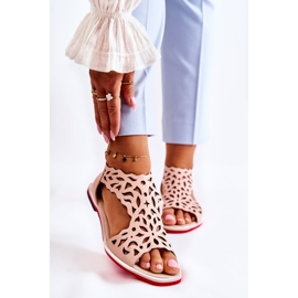 PA2 Kožne svijetloružičaste otvorene sandale Alima ružičasta 1